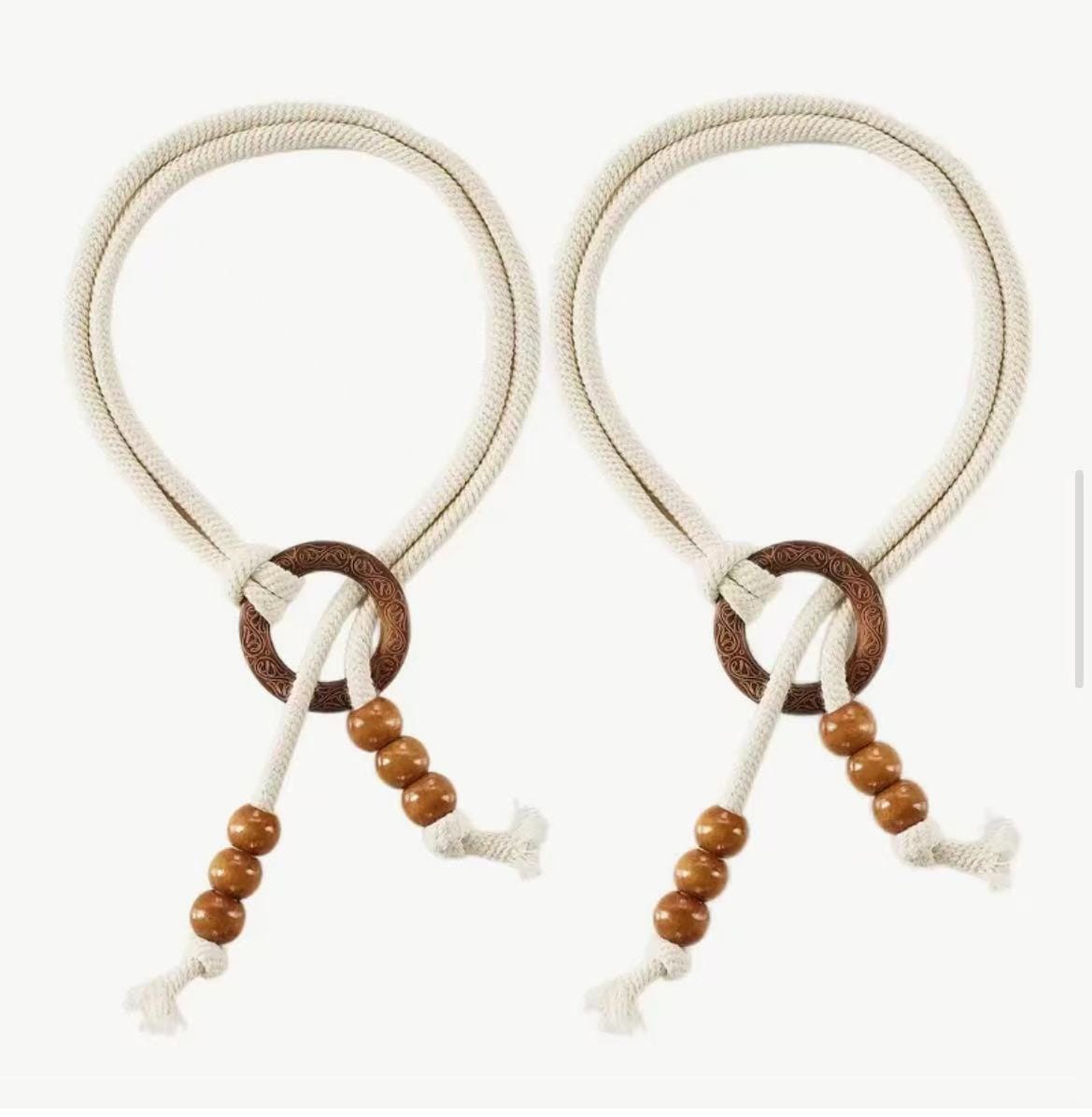 2 Pieces Vintage Natural Wood Curtain Tiebacks ✨