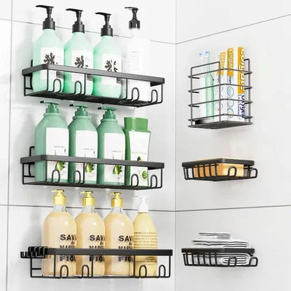 6pcs Shower Caddy Shelf – Bathroom Organizer with Adhesive Stickers