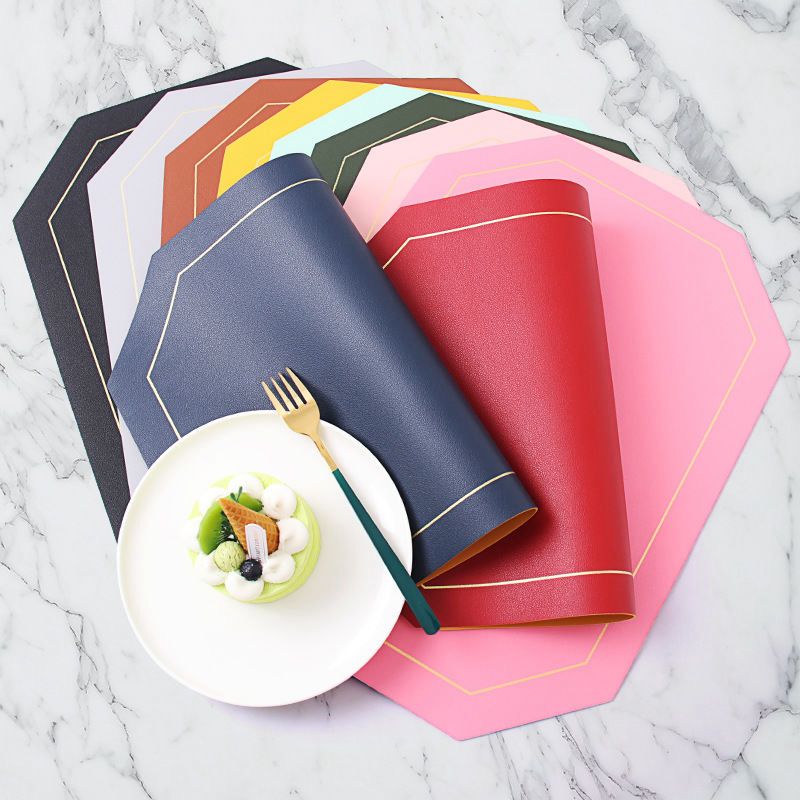 6Pcs Double-Sided PU Leather Nordic Style Antislip Table Mats