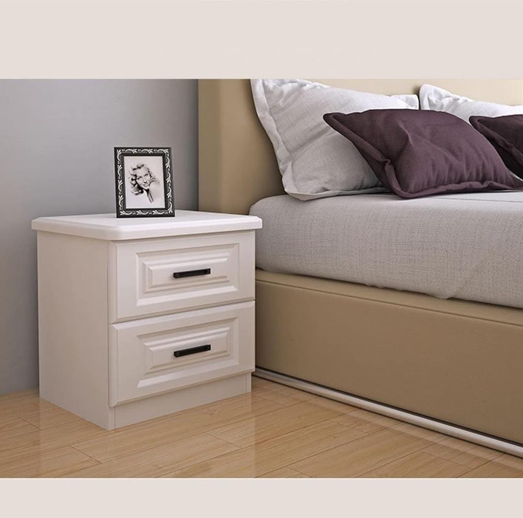 Modern Minimalist Nordic Nightstand – Double Drawer Bedside Table