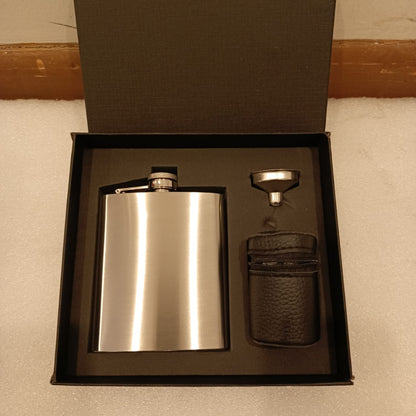 Whiskey Flask Gift Set with 4 Tumblers