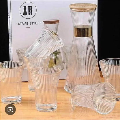 Elegant Glass Carafe with Glasses