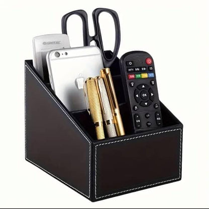 Multi-Compartment Leather Desk Organizer/Remote Organizer