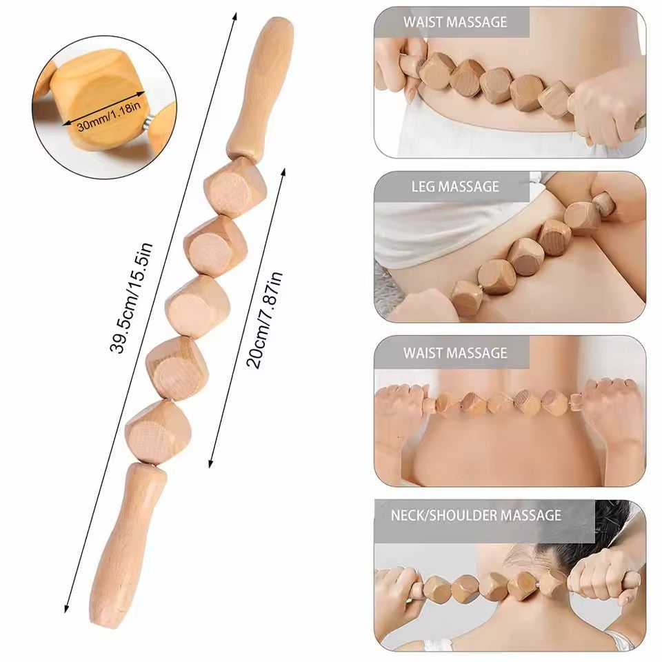 Wooden Massage Roller – 6-Cube Design