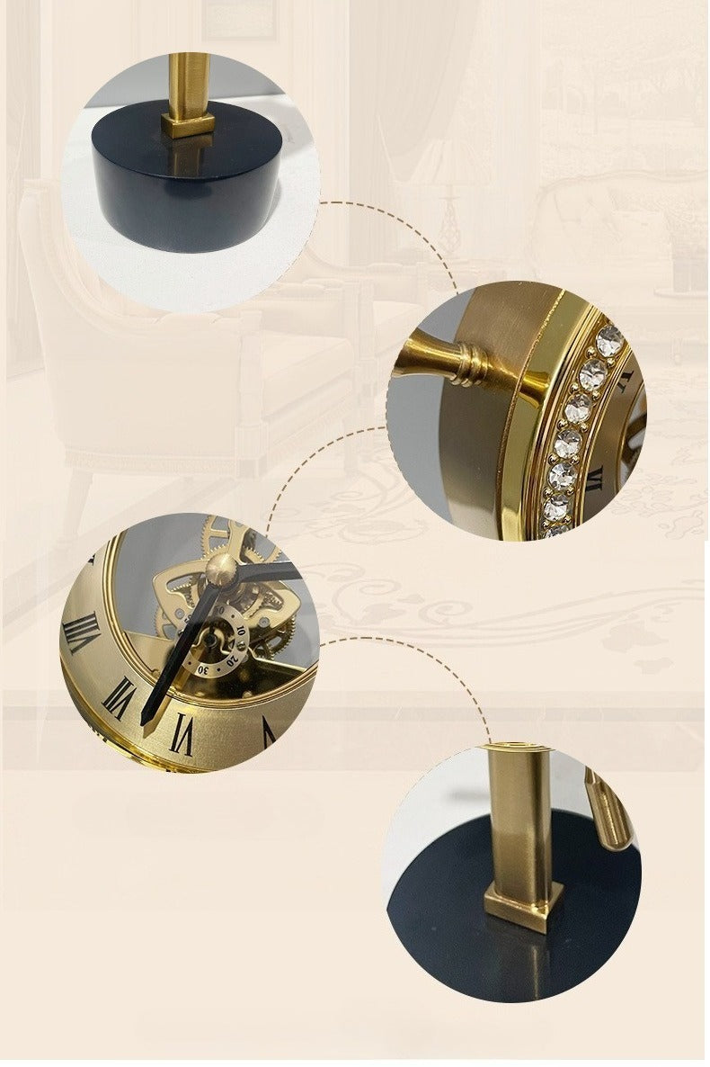 Captain Steering Metallic Marble Base Desktop Clock