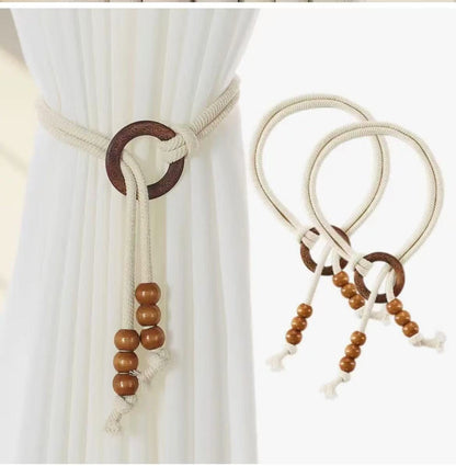 2 Pieces Vintage Natural Wood Curtain Tiebacks ✨