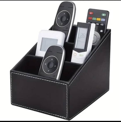 Multi-Compartment Leather Desk Organizer/Remote Organizer