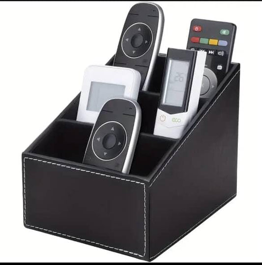 Multi-Compartment Leather Desk Organizer/Remote Organizer