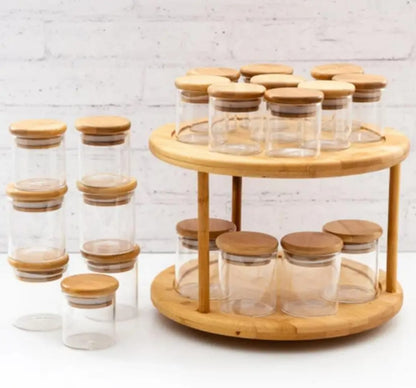 2-Tier Bamboo Rotating Spice Rack