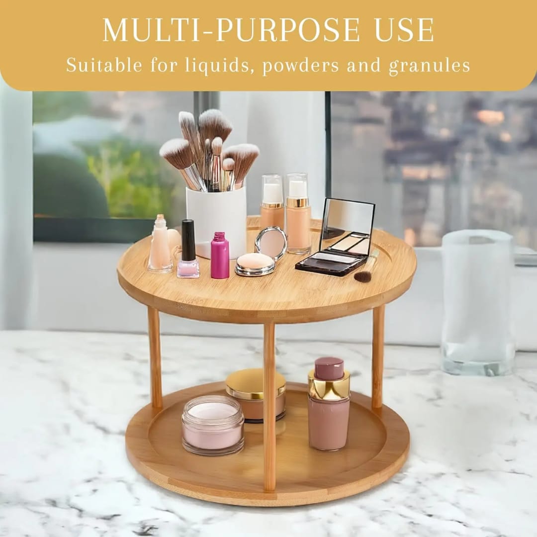 2-Tier Bamboo Rotating Spice Rack