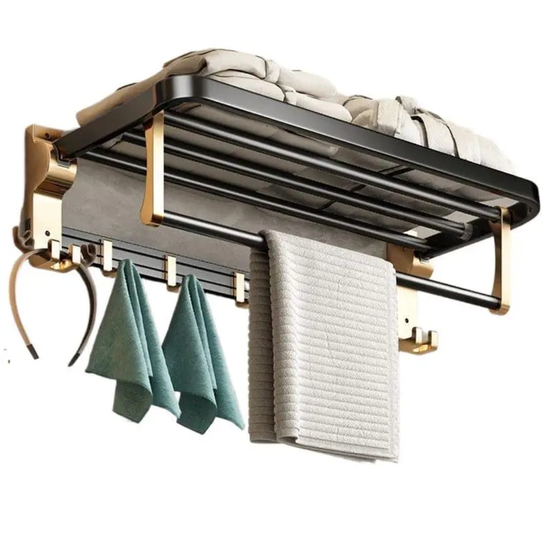 7pcs Gold Multifunctional Aluminum Bathroom Towel Storage Rack Set