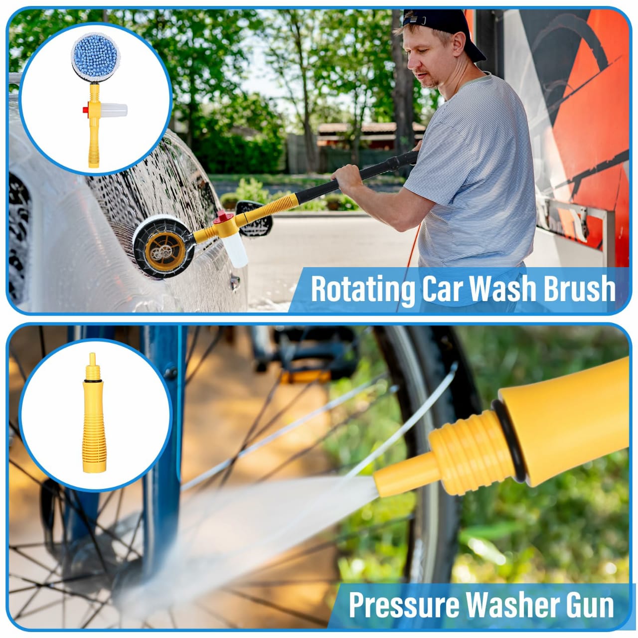 360° Spin Car Wash Brush & Complete Cleaning Kit