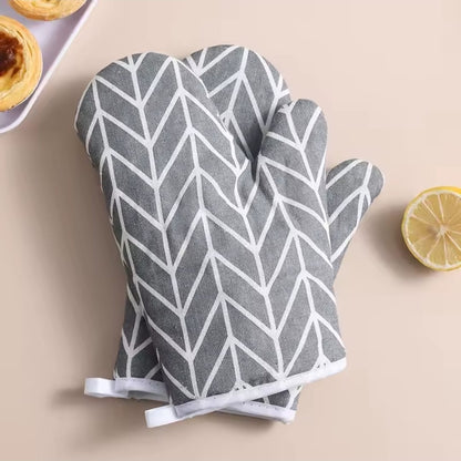 2pcs Cotton & Linen Oven Gloves