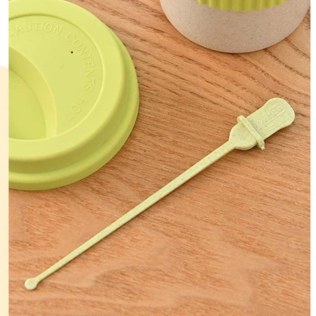 Reusable 350ml Wheat Straw Travel Coffee Mug with Lid & Stirrer