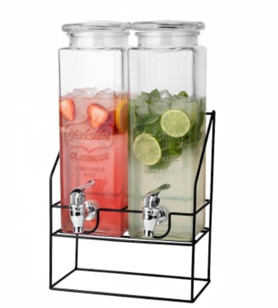 2-Pack Mason Jar Style Glass Beverage Dispenser Set