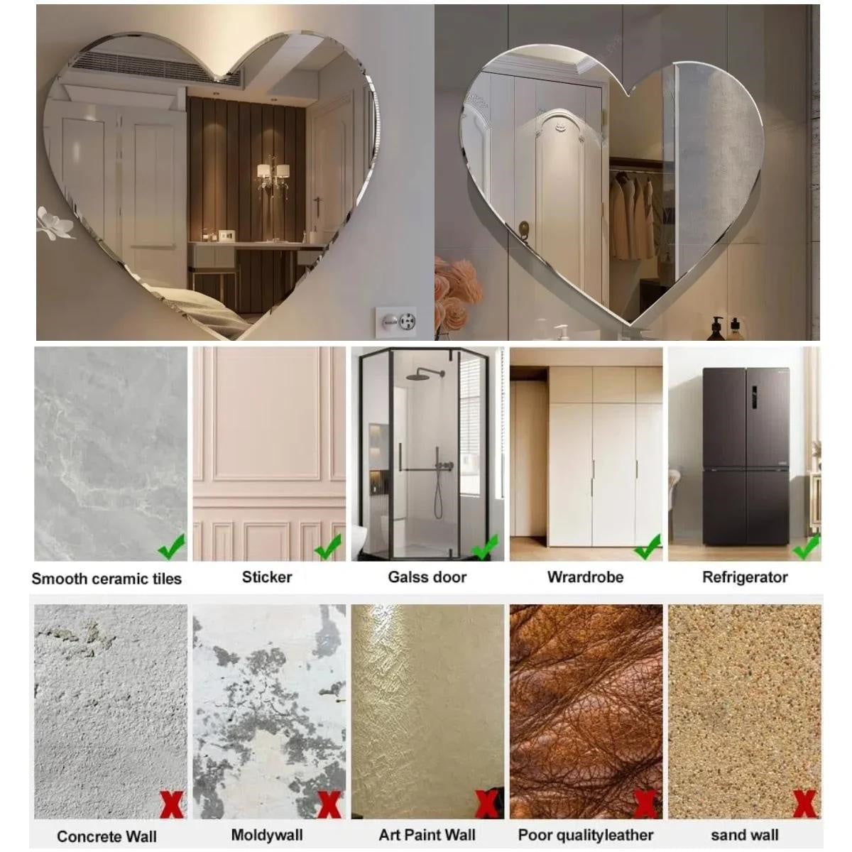 Heart-Shaped Acrylic Mirror