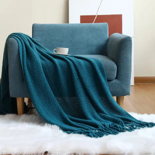 Knitted Tassel Throw Blankets