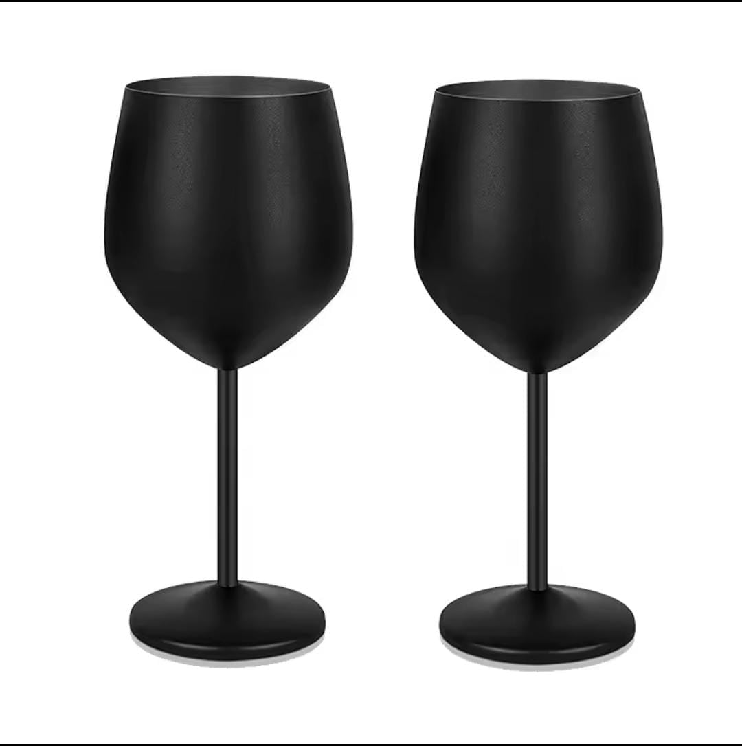 Elegant Stainless Steel Non-Breakable Goblets – 2pcs Set