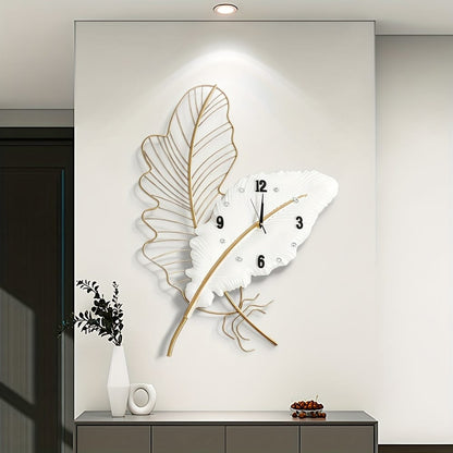 Metallic Feather Wall Clock