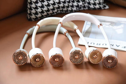 Gold Hanging Neck Portable Fan (Leafless Design)