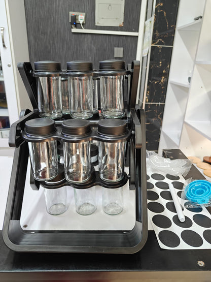 Rotary Seasoning Rack with Jars
