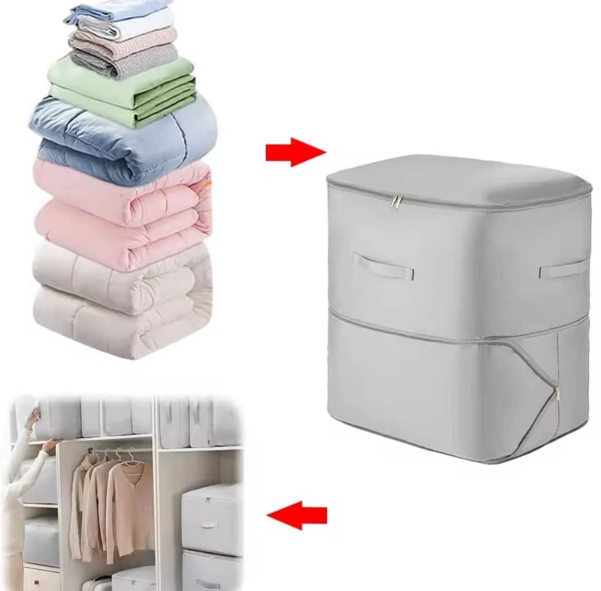 Space-Saving Self-Compression Quilt/Duvet Bag