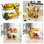 2-Tier Detachable Nordic Metallic Fruit & Vegetable Basket with Wooden Handles