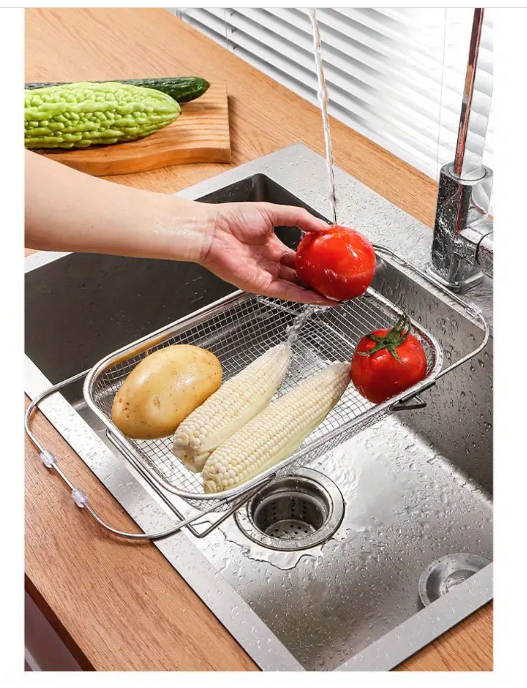 Stainless Steel Expandable Over-The-Sink Colander