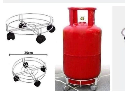 Heavy Duty Metallic Gas Cylinder Planter/Movable Trolley with Wheels