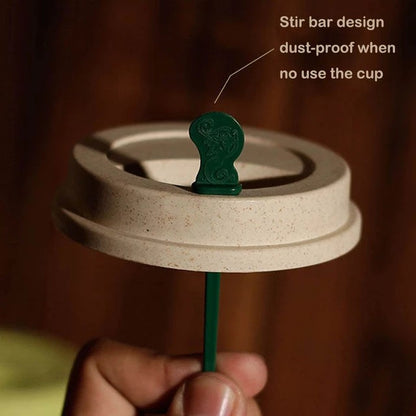 Reusable 350ml Wheat Straw Travel Coffee Mug with Lid & Stirrer