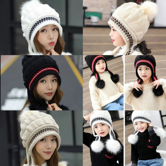 Women’s Fleece-Lined Knit Pullover Hat – Windproof & Warm