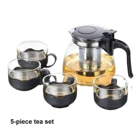 5pc Transparent Heat-Resistant Glass Infuser Tea Set