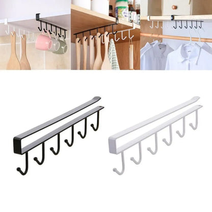 6-Hook Iron Storage Shelf – Multi-Purpose Hanging Rack