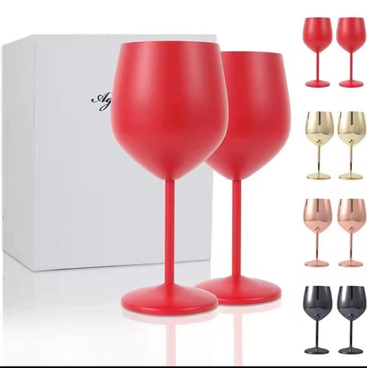 Elegant Stainless Steel Non-Breakable Goblets – 2pcs Set
