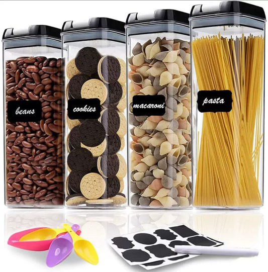 4pcs Transparent Acrylic Food & Pantry Storage Containers