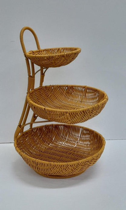 3-Tier Handmade Unique Rattan Fruit Rack