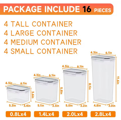 16pcs Food & Pantry Storage Containers Set