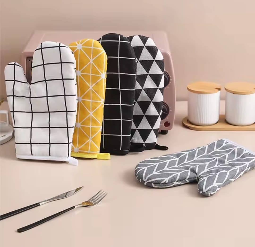 2pcs Cotton & Linen Oven Gloves