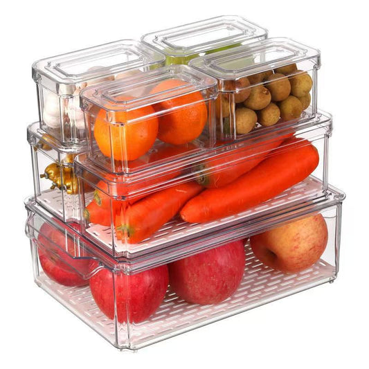 7pcs BPA-Free Stackable Fridge Organizer Bins with Lids