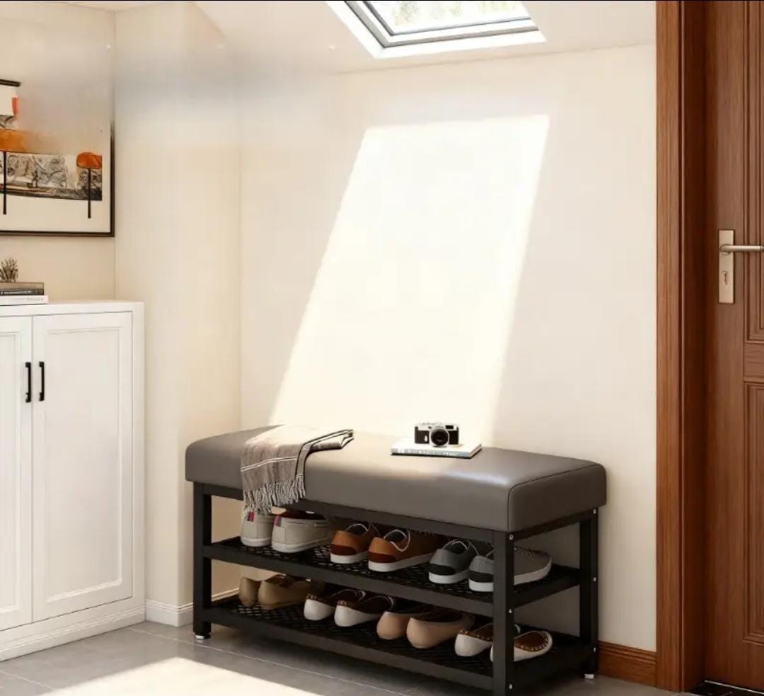 Entry Way Shoe Rack with Padded Seat