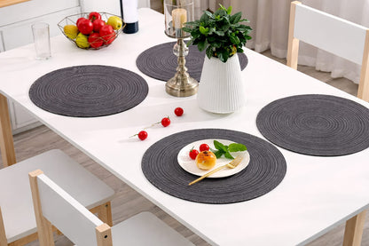 Elegant Round Woven Placemats – Set of 6