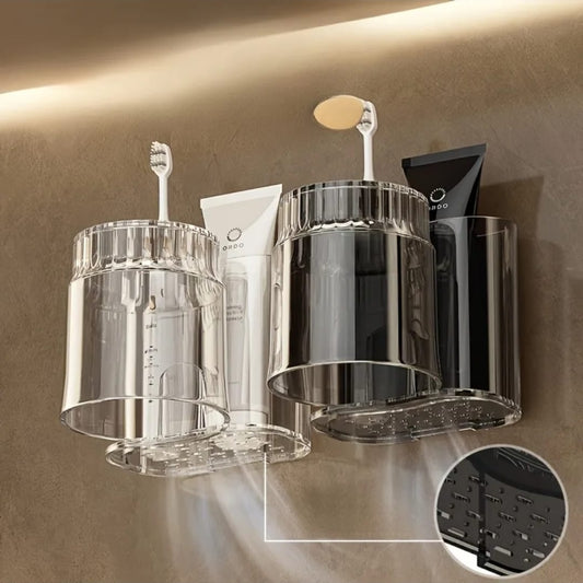 Wall-Mounted Toothbrush Holder with Gargle Cup