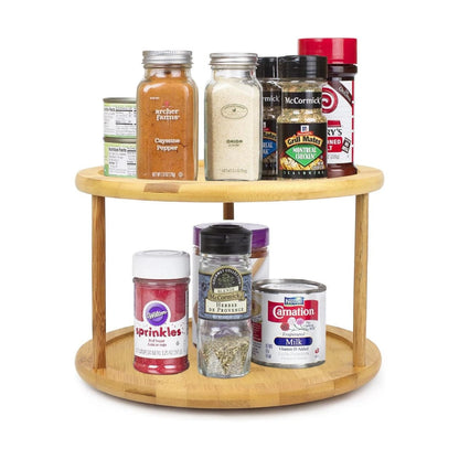 2-Tier Bamboo Rotating Spice Rack