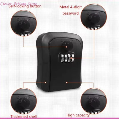 Wall-Mounted Key Lock Box – 4-Digit Combination Safe