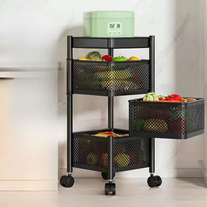 3-Tier Square Design Rotating Fruit & Vegetable Rack
