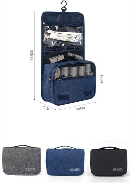 Portable Hanging Cosmetic & Toiletry Bag with Hooks