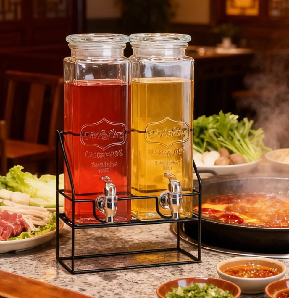 2-Pack Mason Jar Style Glass Beverage Dispenser Set