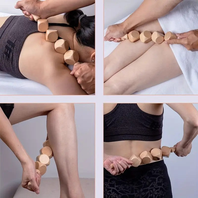 Wooden Massage Roller – 6-Cube Design