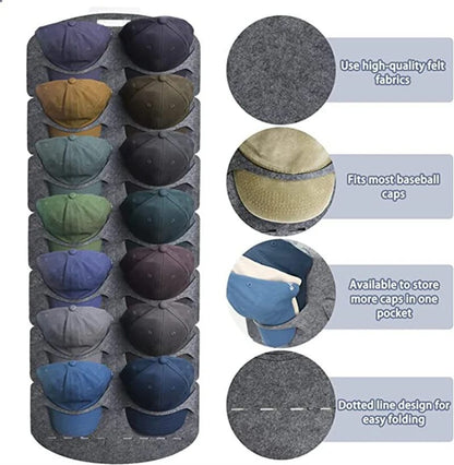 Hanging Hat Organizer – Felt Storage Rack