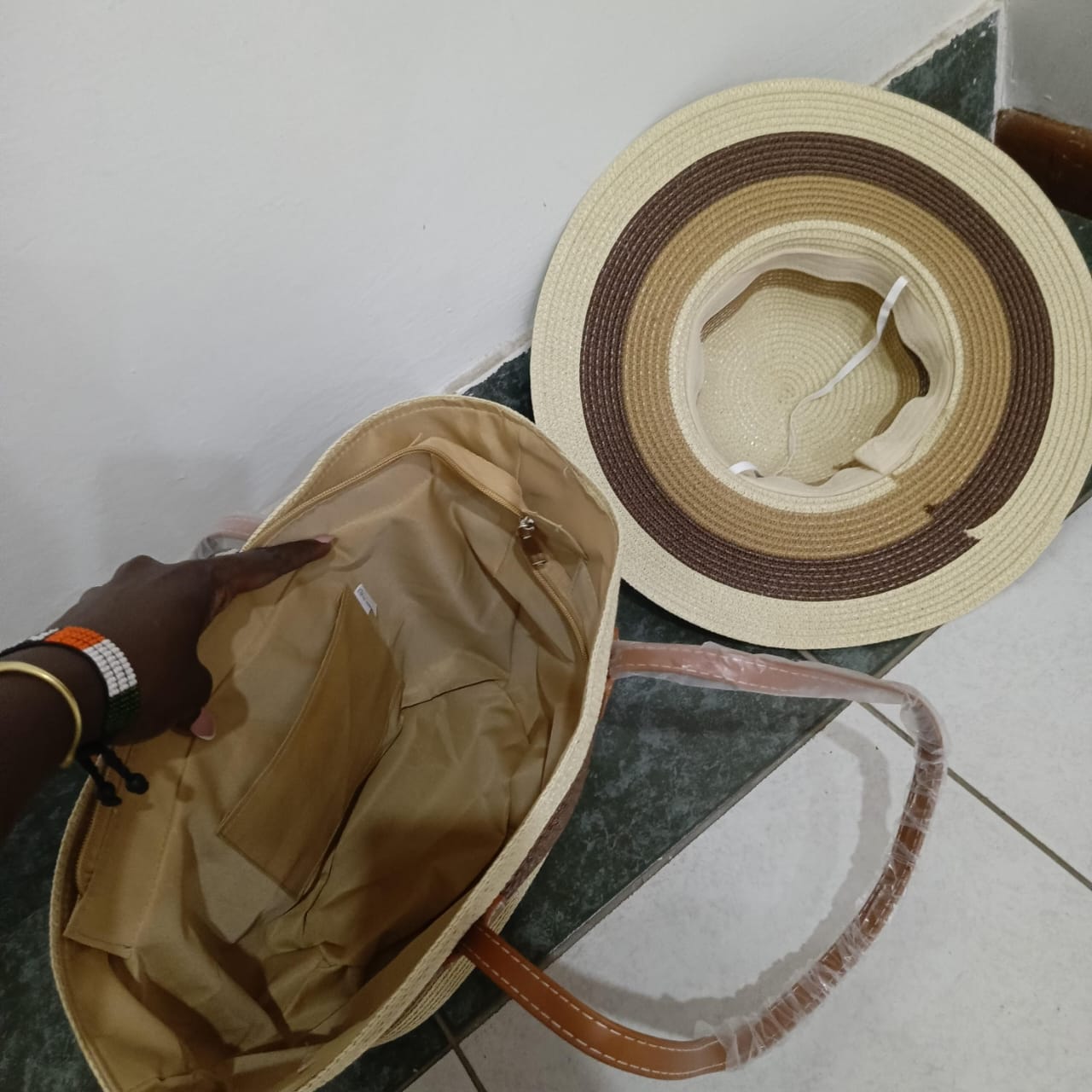 Summer Straw Woven Beach Bag + Hat Set